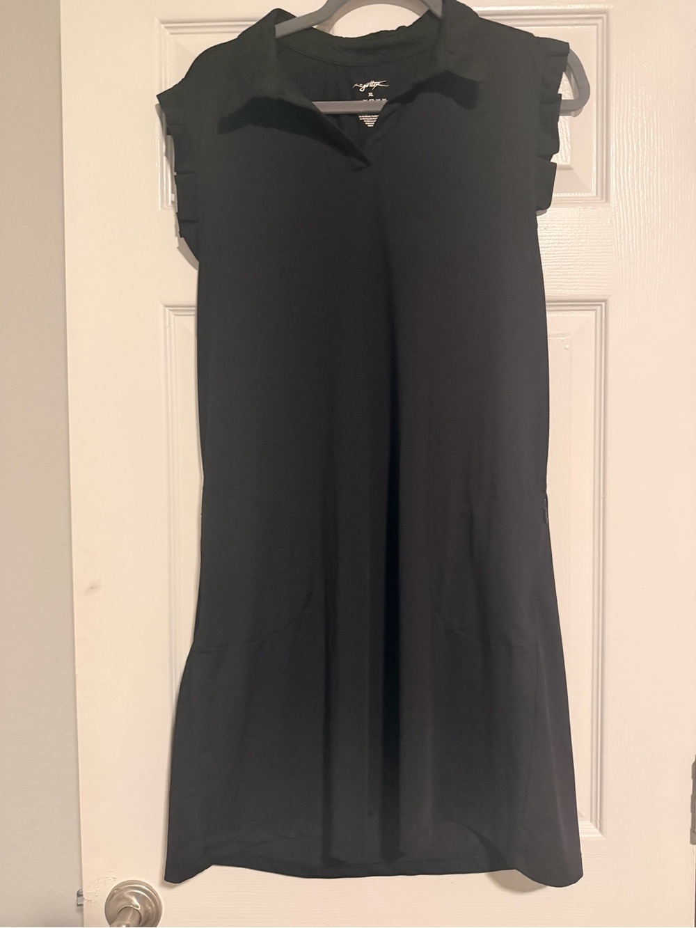 Black Collared Cap-Sleeve sporty Dress - x by gottex